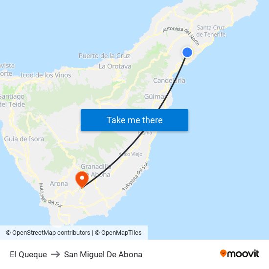 El Queque to San Miguel De Abona map