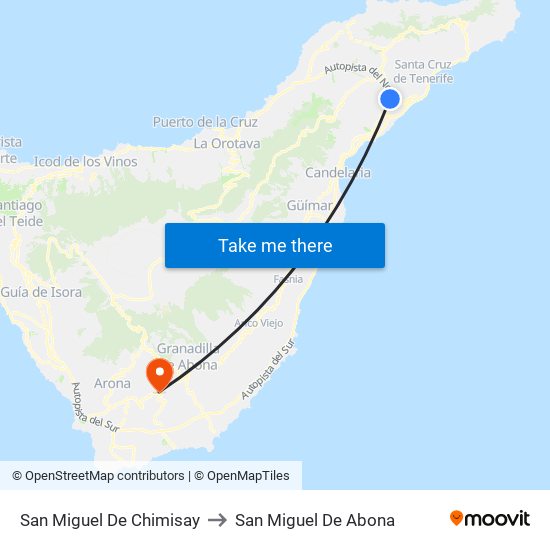 San Miguel De Chimisay to San Miguel De Abona map