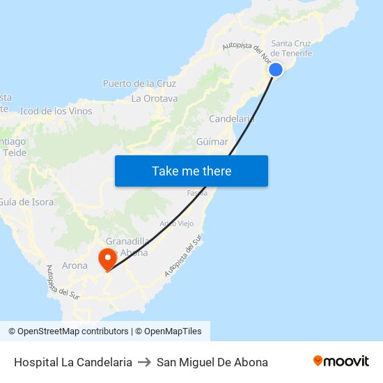 Hospital La Candelaria to San Miguel De Abona map