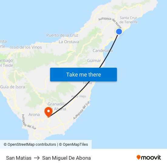 San Matias to San Miguel De Abona map