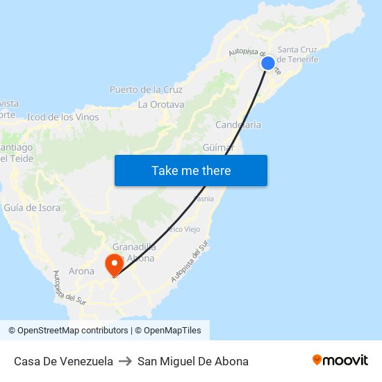 Casa De Venezuela to San Miguel De Abona map