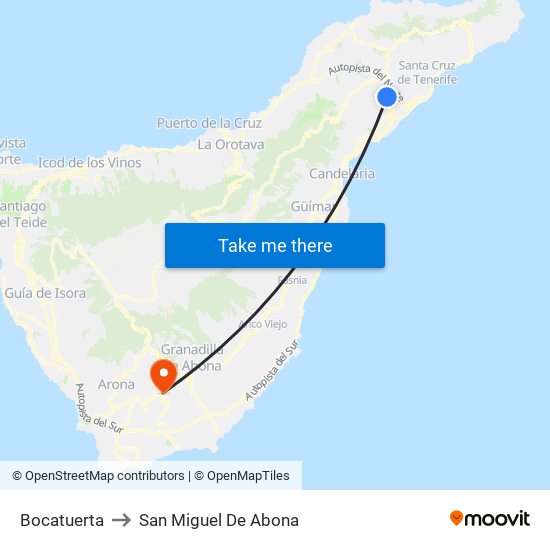 Bocatuerta to San Miguel De Abona map