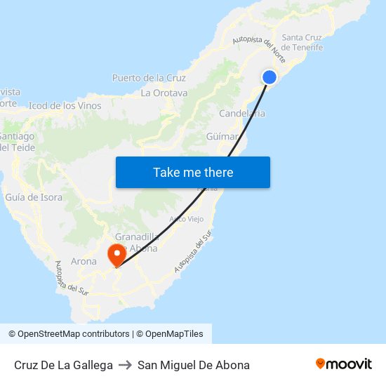 Cruz De La Gallega to San Miguel De Abona map