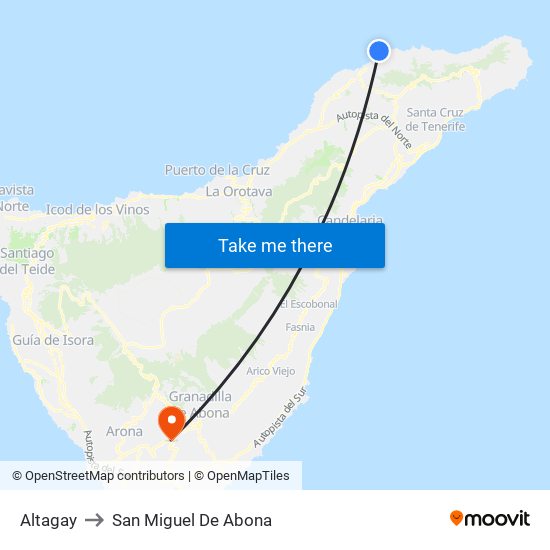 Altagay to San Miguel De Abona map