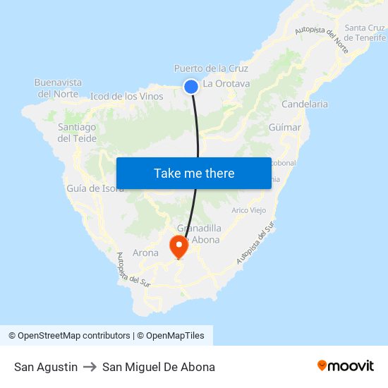 San Agustin to San Miguel De Abona map