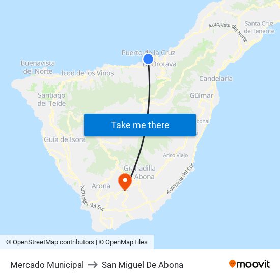 Mercado Municipal to San Miguel De Abona map