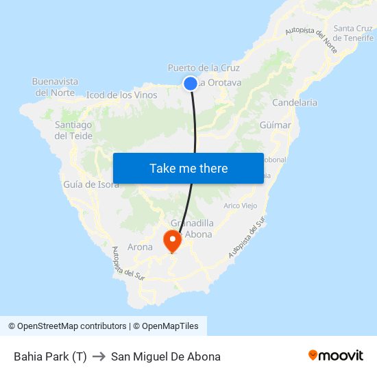 Bahia Park (T) to San Miguel De Abona map