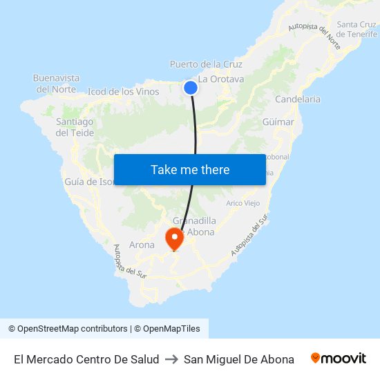 El Mercado Centro De Salud to San Miguel De Abona map