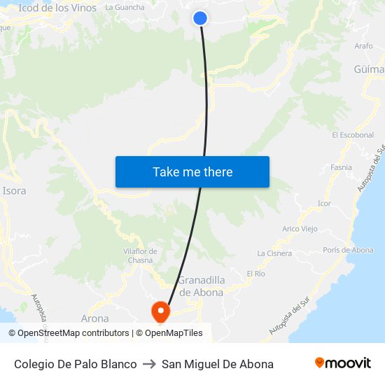 Colegio De Palo Blanco to San Miguel De Abona map