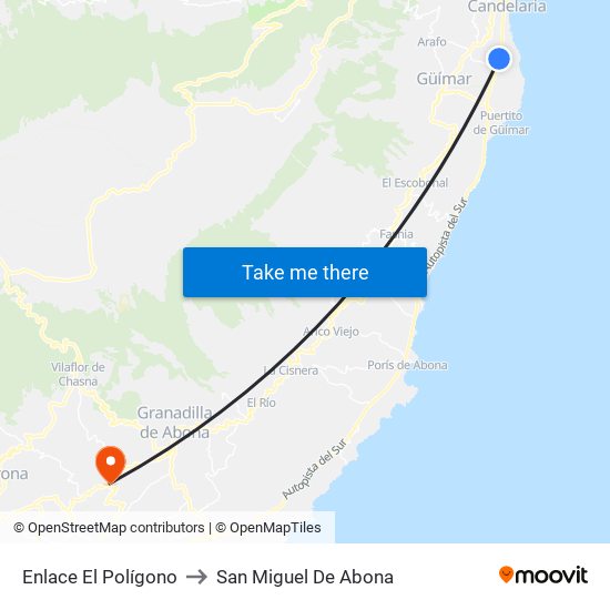 Enlace El Polígono to San Miguel De Abona map