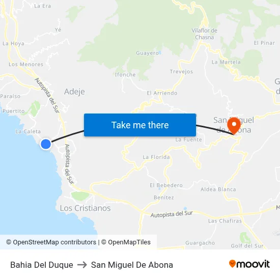Bahia Del Duque to San Miguel De Abona map