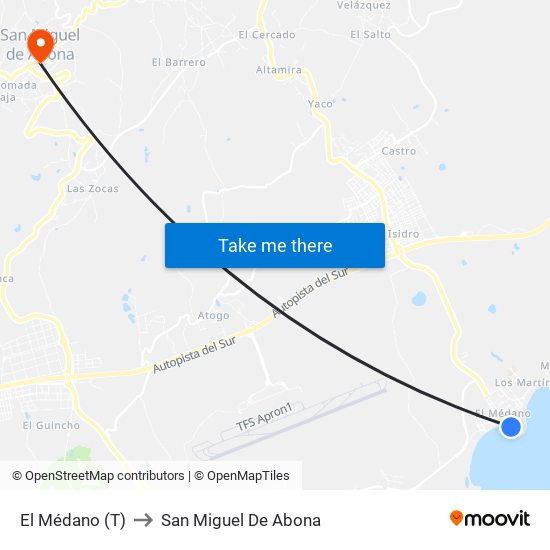 El Médano (T) to San Miguel De Abona map