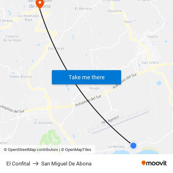 El Confital to San Miguel De Abona map