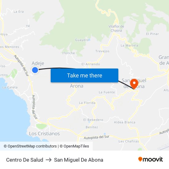 Centro De Salud to San Miguel De Abona map