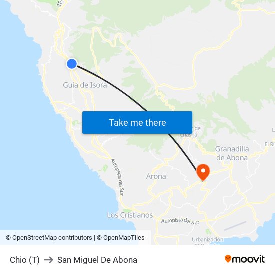 Chio (T) to San Miguel De Abona map