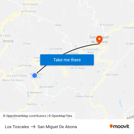 Los Toscales to San Miguel De Abona map