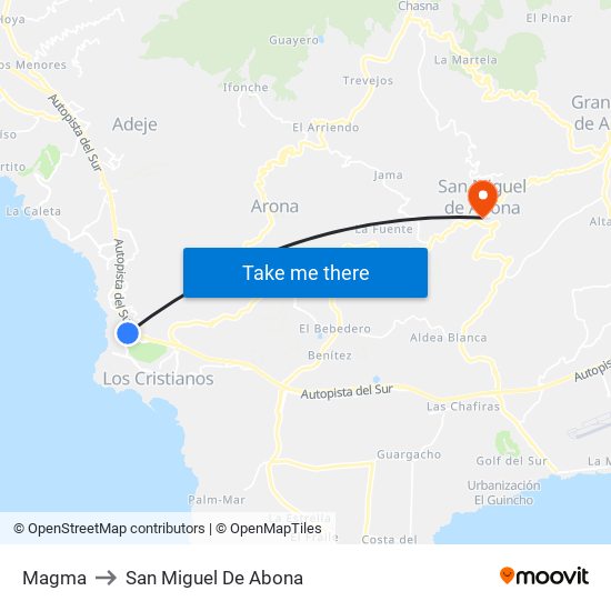 Magma to San Miguel De Abona map