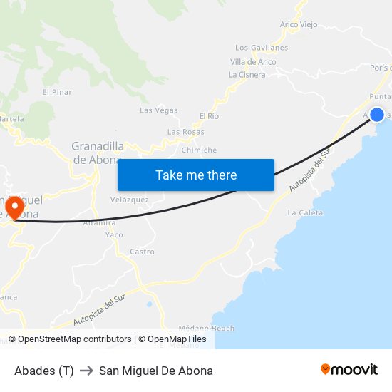 Abades (T) to San Miguel De Abona map