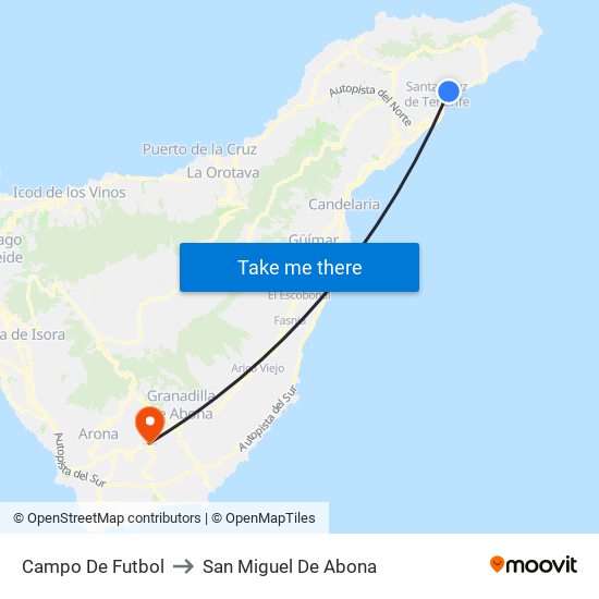 Campo De Futbol to San Miguel De Abona map