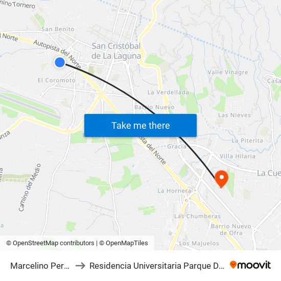 Marcelino Perdomo to Residencia Universitaria Parque De Las Islas map