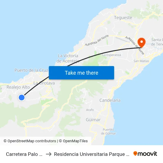 Carretera Palo Blanco to Residencia Universitaria Parque De Las Islas map