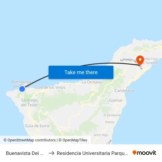 Buenavista Del Norte (T) to Residencia Universitaria Parque De Las Islas map