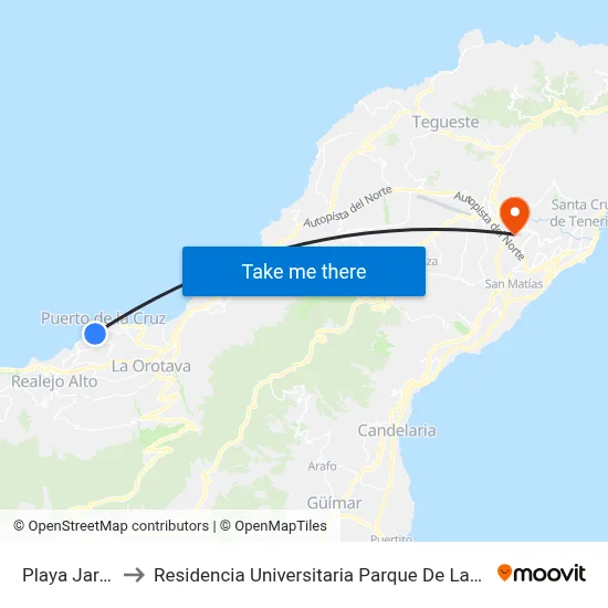 Playa Jardín to Residencia Universitaria Parque De Las Islas map