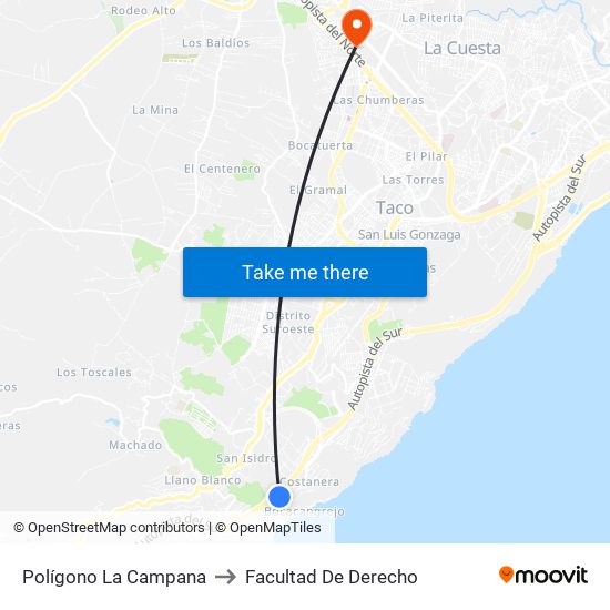 Polígono La Campana to Facultad De Derecho map