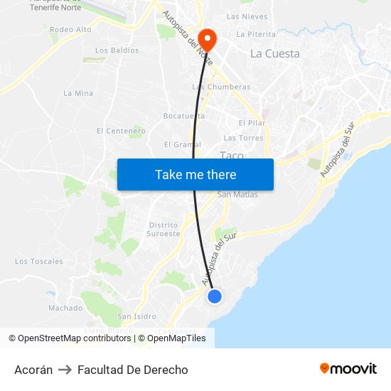 Acorán to Facultad De Derecho map