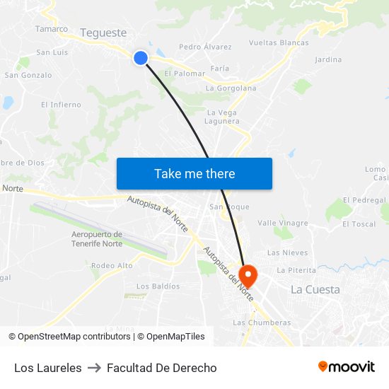 Los Laureles to Facultad De Derecho map