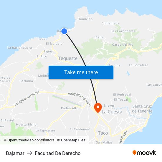 Bajamar to Facultad De Derecho map