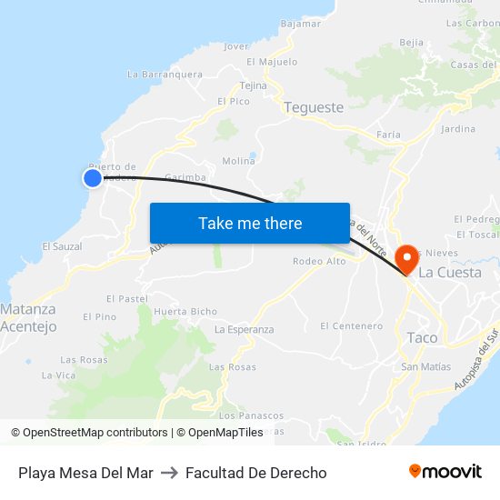 Playa Mesa Del Mar to Facultad De Derecho map