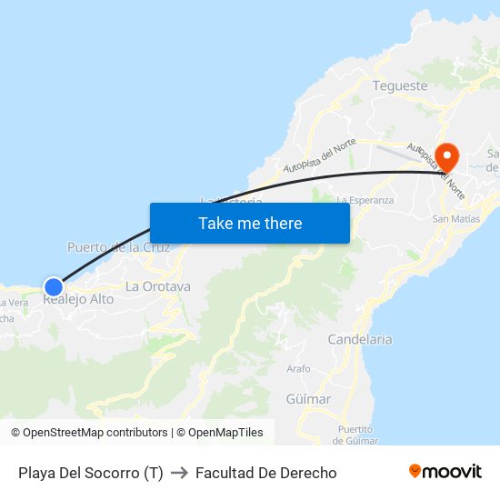 Playa Del Socorro (T) to Facultad De Derecho map