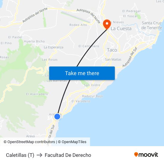 Caletillas (T) to Facultad De Derecho map