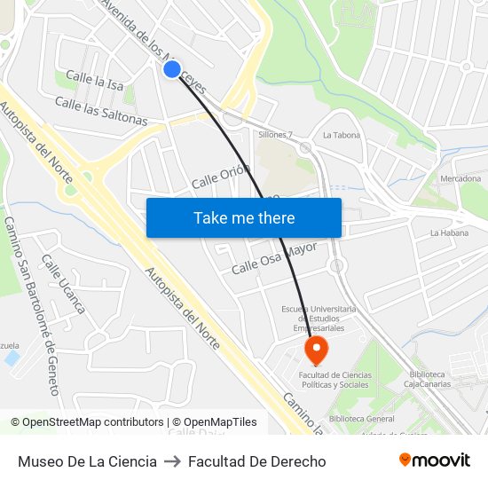 Museo De La Ciencia to Facultad De Derecho map