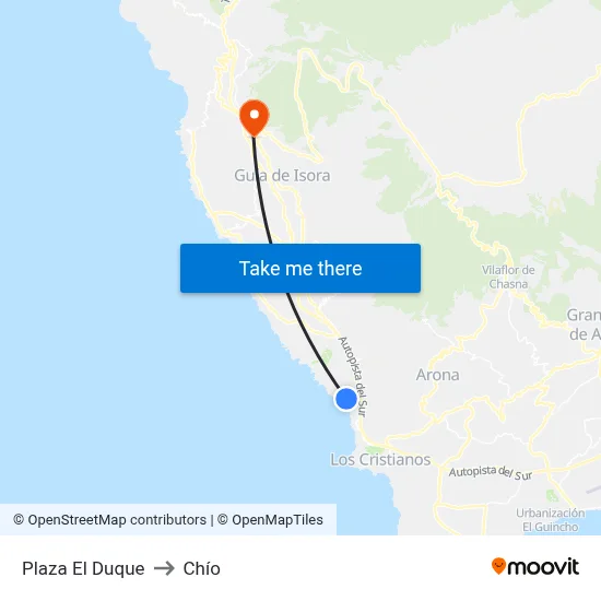 Plaza El Duque to Chío map