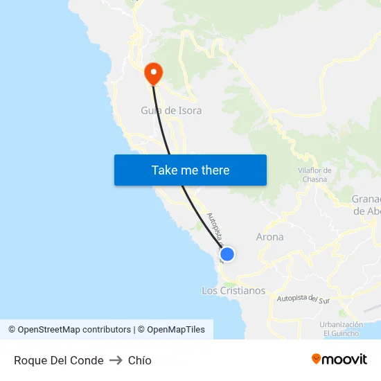 Roque Del Conde to Chío map