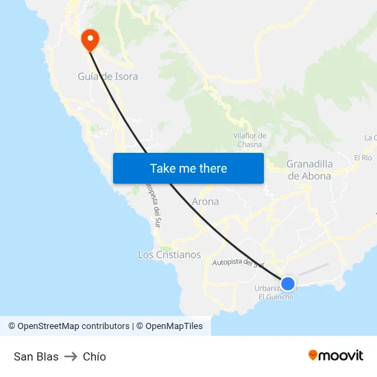 San Blas to Chío map