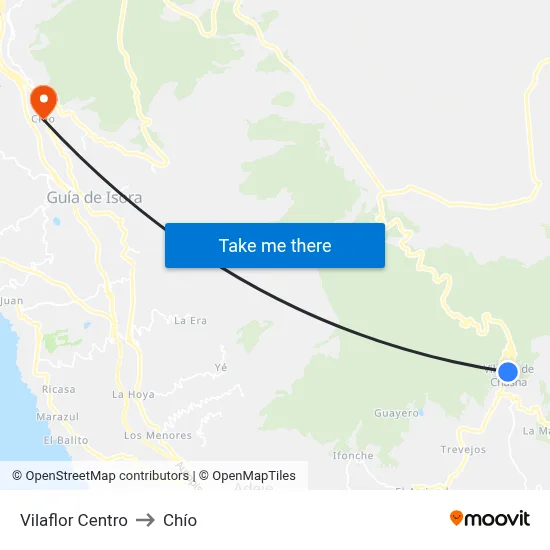 Vilaflor Centro to Chío map
