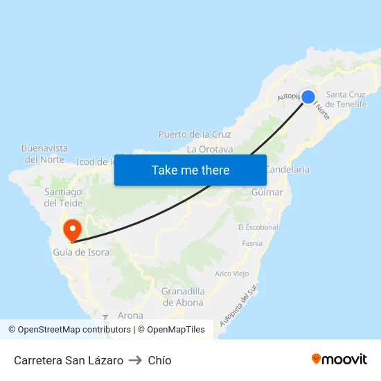 Carretera San Lázaro to Chío map