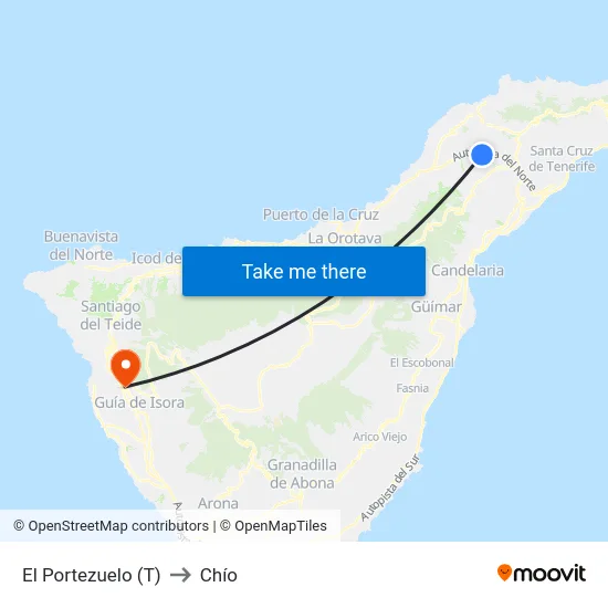 El Portezuelo (T) to Chío map