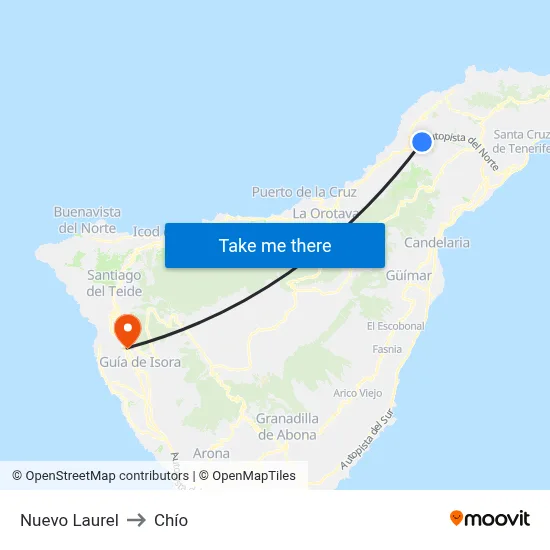 Nuevo Laurel to Chío map