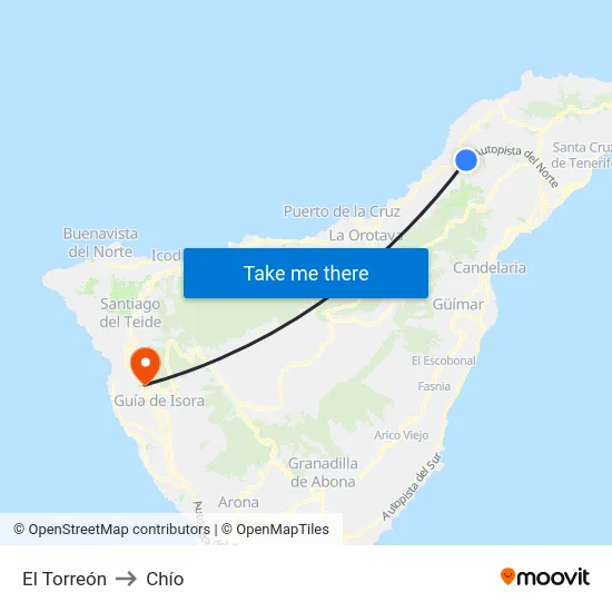 El Torreón to Chío map