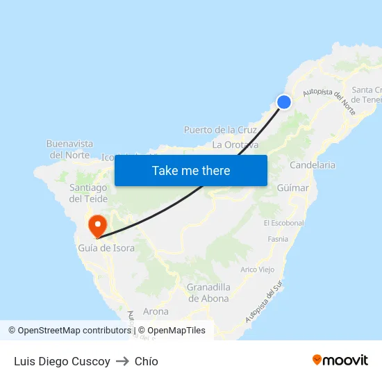 Luis Diego Cuscoy to Chío map