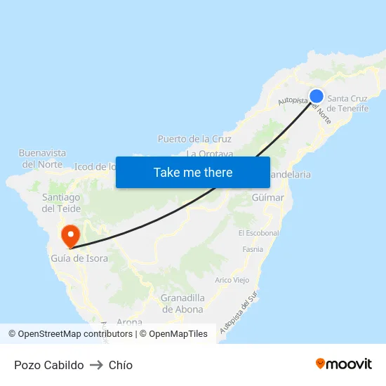 Pozo Cabildo to Chío map