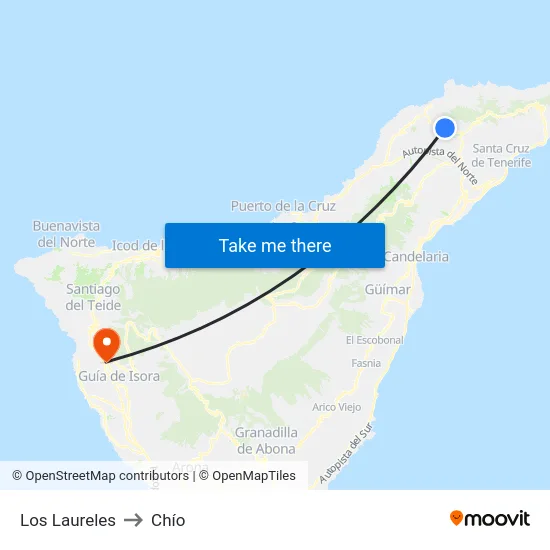 Los Laureles to Chío map