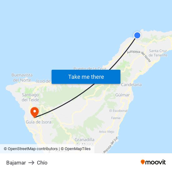 Bajamar to Chío map