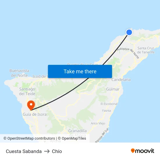 Cuesta Sabanda to Chío map