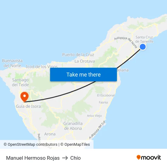 Manuel Hermoso Rojas to Chío map