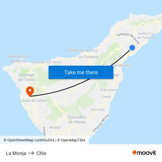 La Monja to Chío map